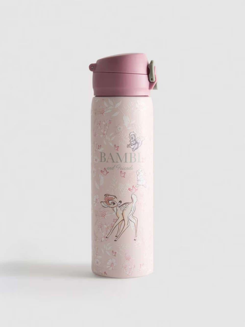 Disney Bambi Pink and Cream Floral Stainless Water Bottle